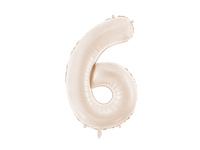 Balon foliowy Cyfra 6 jasny beż 86 cm