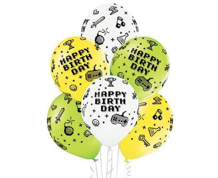 Balony D11 Gamer Birthday PA Mix3 1C5S, 6 szt.