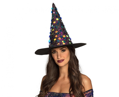 Kapelusz Wiedźma Sequina Halloween