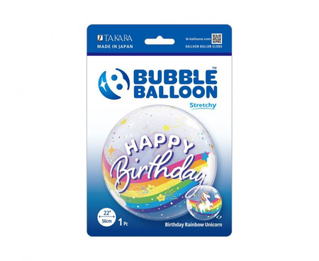 Balon Takara BUBBLE BALLOON Birthday Rainbow Unicorn, 22"
