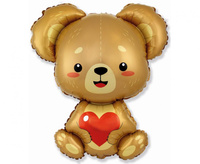 Balon foliowy Miś z serduszkiem złoty 60 cm Flexmetal