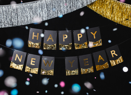 Baner Happy New Year, 135x16,5 cm