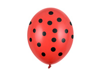 Balony lateksowe Kropki Poppy Pastel czerwone 30 cm 6 szt.