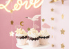 Dekoracje Baby Shower do muffinek Bocian różowe 11-12 cm 7 szt.