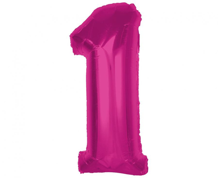 Balon foliowy Smart, cyfra 1, różowa, 92 cm