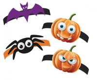 Opaski papierowe na głowę Boo Halloween 4 szt.