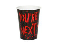 Kubeczki papierowe You're next Halloween czarno-czerwone 250 ml 6 szt.