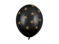 Balony 30cm, Gwiazdki, Pastel Black (1 op. / 6 szt.)