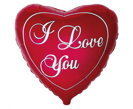Balon foliowy Walentynki Serce I Love You czerwony 45 cm