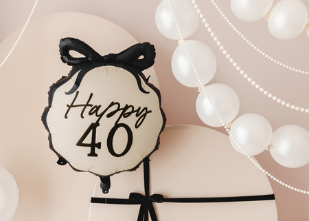 Balon foliowy pastylka 40 urodziny Happy 40 Birthday 47,5 x 45 cm