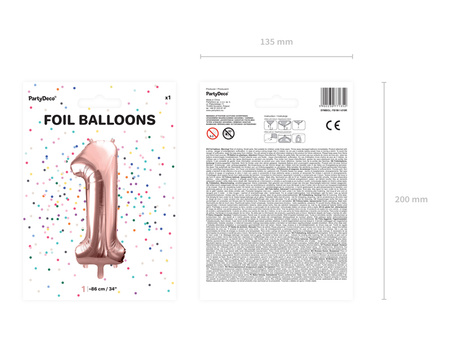 Balon foliowy Cyfra 1 różowe złoto 86 cm