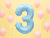 Balon foliowy Cyfra 3 jasnoniebieski 86 cm