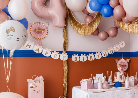 Baner Happy Birthday Kotki, 2.8 m, mix