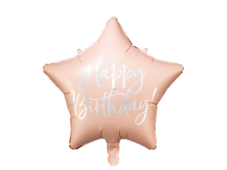 Balon foliowy Happy Birthday jasny pudrowy róż 40 cm