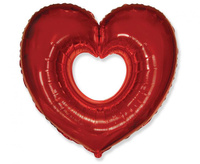 Balon foliowy Serce otwarte czerwony 60 cm Flexmetal