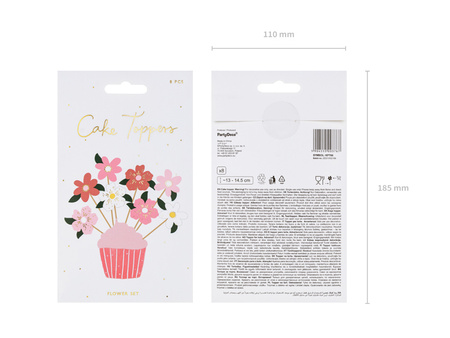 Toppery na tort Kwiaty 13-14,5 cm 8 szt.