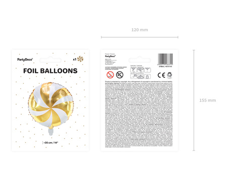Balon foliowy Cukierek, 35cm, złoty