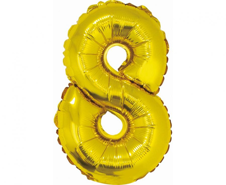 Balon foliowy "Cyfra 8", złota, 35 cm