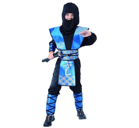 #LSC Zestaw dla dzieci Niebieski Ninja (kaptur, bluza, spodnie, osłony rąk, nóg i ciała), rozm. 110/120 cm