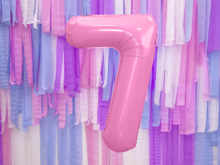 Balon foliowy Cyfra 7 różowy 86 cm