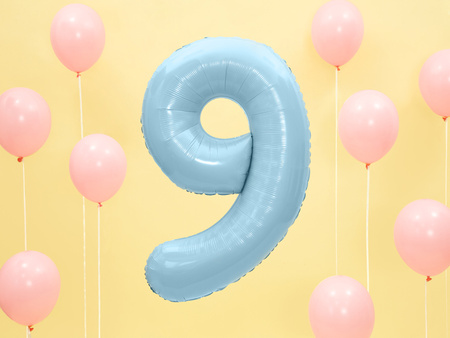 Balon foliowy Cyfra 9 jasnoniebieski 86 cm
