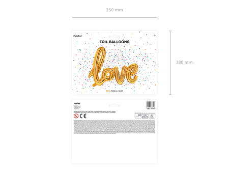 Balon foliowy Walentynki Love złoty 73 x 59 cm