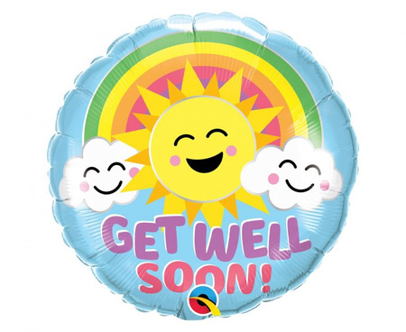 Balon foliowy 18" QL CIR "Get Well Soon - Sunny Smiles"