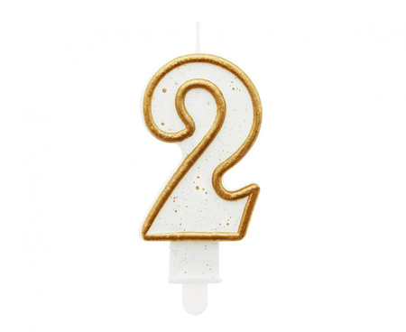 Świeczka B&C cyferka "2", złoty kontur