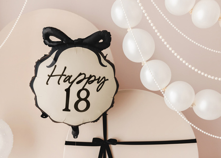 Balon foliowy pastylka Happy ''18'', 47,5x45 cm, mix