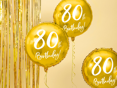 Balon foliowy 80 urodziny 80th Birthday złoty 45 cm