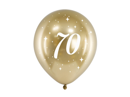 Balony lateksowe 70 urodziny Happy 70 Birthday Glossy złote 30 cm 6 szt.