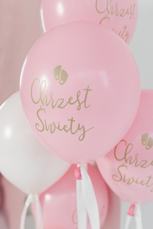 Balony Eco 33 cm, Chrzest Święty, rumiany różowy (1 op. / 6 szt.)