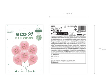 Balony Eco 33 cm, Chrzest Święty, rumiany różowy (1 op. / 6 szt.)