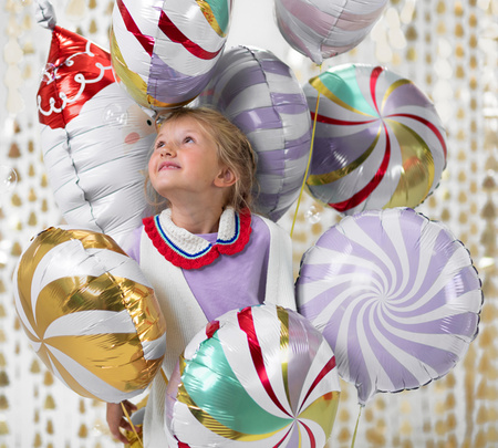 Balon foliowy Cukierek jasny liliowy lawendowy 35 cm