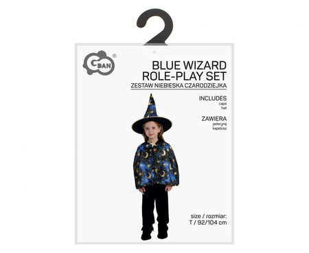 Zestaw dla dzieci Niebieska Czarodziejka ( peleryna, kapelusz), rozm. 92/104 cm