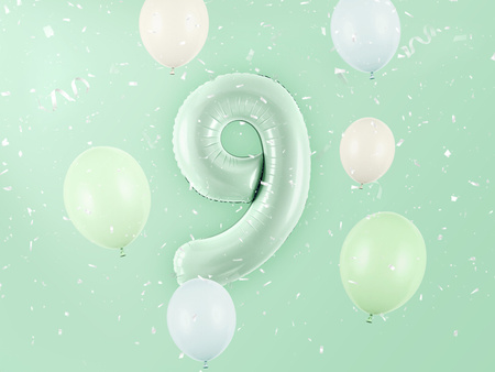 Balon foliowy Cyfra ''9'', 72cm, zieleń