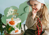 Topper akrylowy na tort Happy Birthday złoty 18 x 16,5 cm
