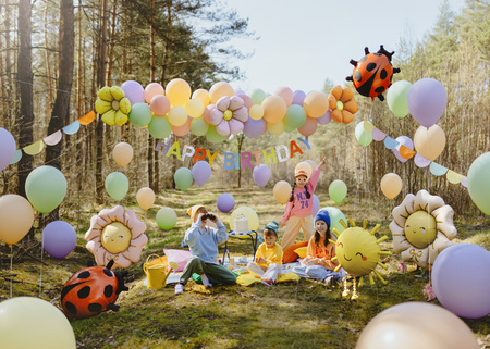 Balony foliowe do girland Stokrotki, średnica 65 cm, mix (1 op. / 4 szt.)