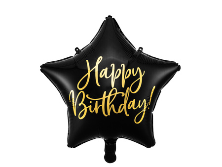 Balon foliowy Happy Birthday czarny 40 cm