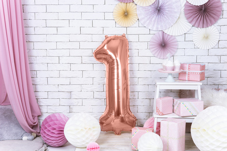 Balon foliowy Cyfra 1 różowe złoto 86 cm