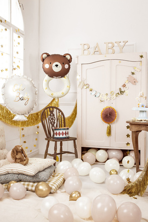 Balon foliowy Baby Shower Grzechotka miś brązowy 61 x 88 cm