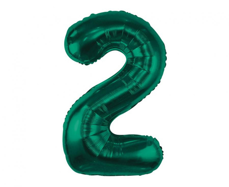 Balon foliowy B&C, cyfra 2, zieleń butelkowa, 85 cm