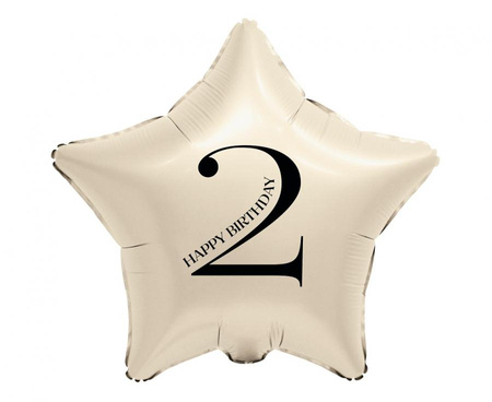 Balon foliowy 2 urodziny Happy 2 Birthday Gwiazda kremowy 45 cm