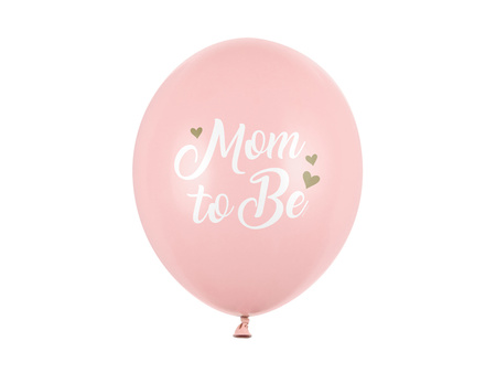Balony lateksowe Baby Shower Mom to Be Pale Pastel różowe 30 cm 6 szt.