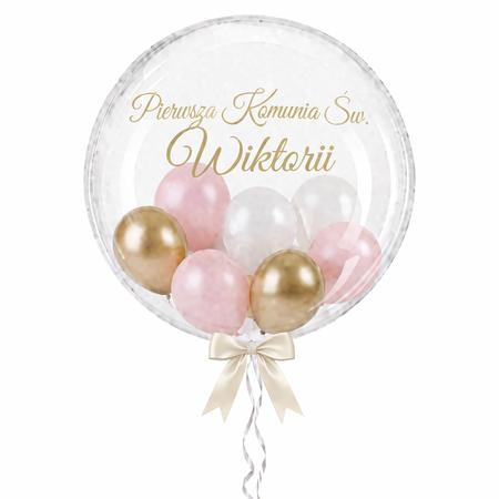 Balon Bubble Zestaw 3 balonów Bubble z helem na Komunię dziewczynki z imieniem