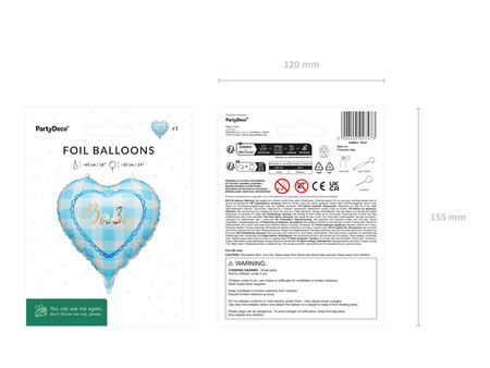 Balon foliowy Baby Serce jasnoniebieski 35 cm