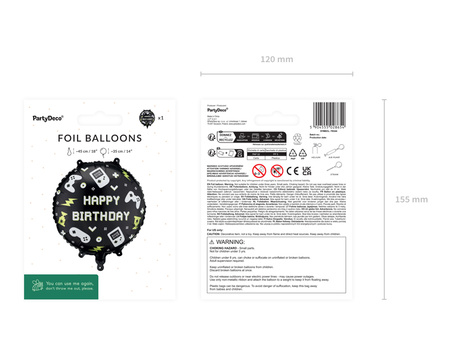 Balon foliowy pastylka Happy Birthday 35 x 35 cm