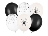 Balony lateksowe Pająki Halloween 30 cm 6 szt.