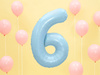Balon foliowy Cyfra 6 jasnoniebieski 86 cm