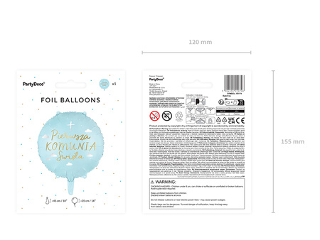 Balon foliowy Pierwsza Komunia Święta 45 cm